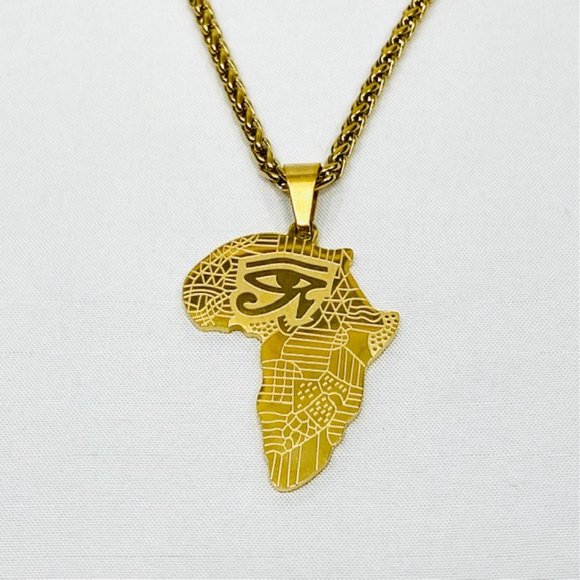 Eye of Horus Africa Necklace for Good Luck & Protection -18kt Plated - NIB - Picture 2 of 6